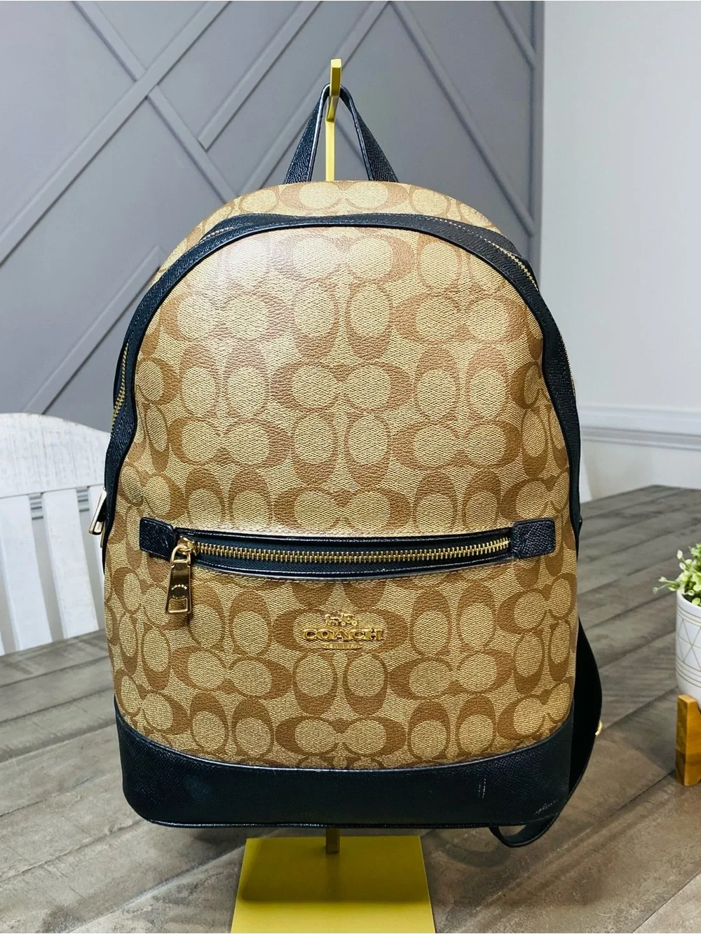 Coach Kenley Women's Backpack Signature Canvas - Khaki/Black